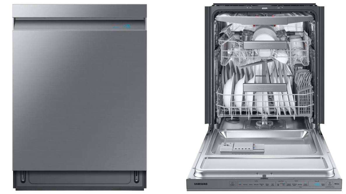 The Samsung DW80R9950UT/AA dishwasher has good cleaning power, great features, and a great, sleek look.