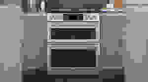 A double oven range in a modern kitchen.