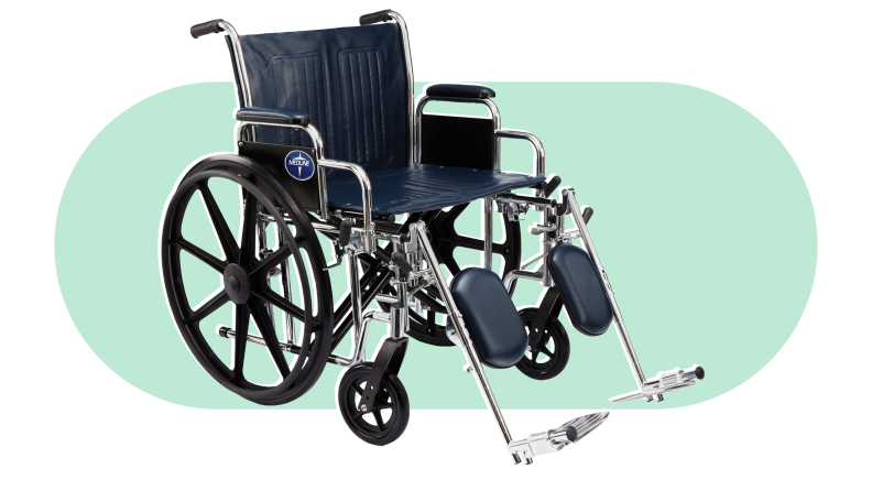 A picture of the Excel Extra-Wide Wheelchair on a colorful background