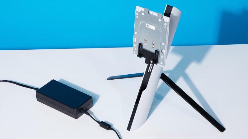 The included power brick and stand for the Sony Inzone M9.