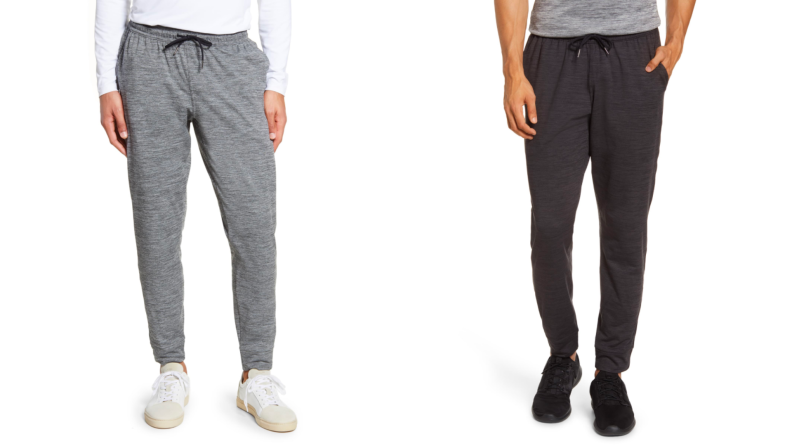 Two pairs of gray joggers.
