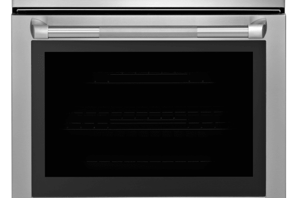 The Jenn-Air dual-fuel ductless downdraft range, in the optional "Pro" style