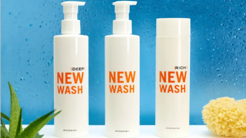 An image of the New Wash product line.