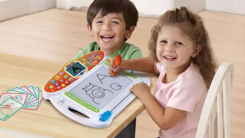 This portable tablet provides beginning writing lessons within fun activities.