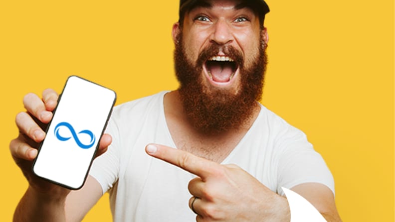 Man pointing to phone