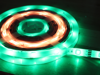 The Kasa Smart Light Strip Multicolor lit up in the dark