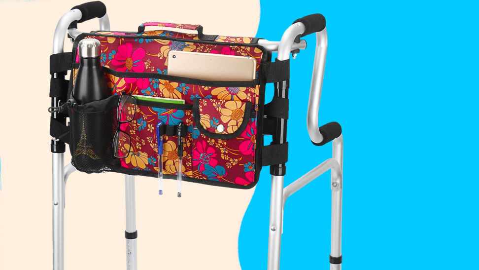 This walker bag stores everything you need for the day