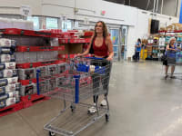 Jessica Roderick with a full shopping cart at Sam's Club