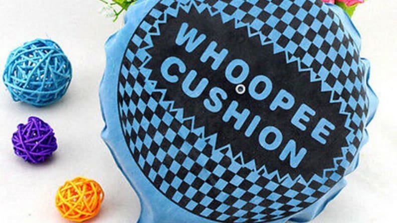 A blue whoopee cushion