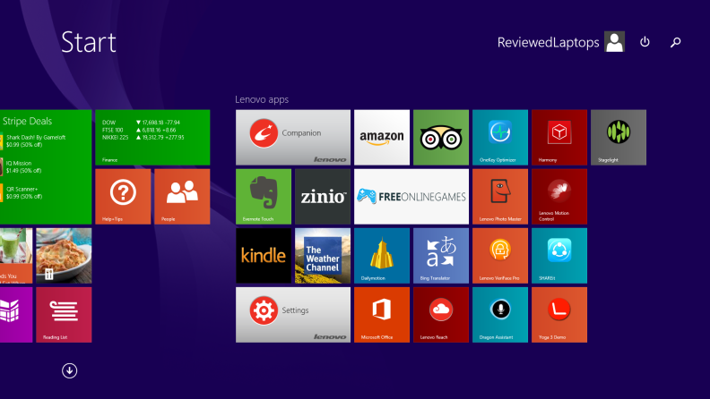You'll find the typical selection of Lenovo apps in the Start Menu.