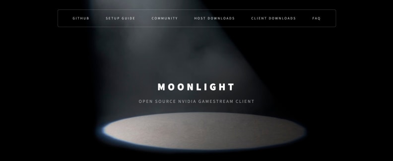 Screenshot of Moonlight's homepage.