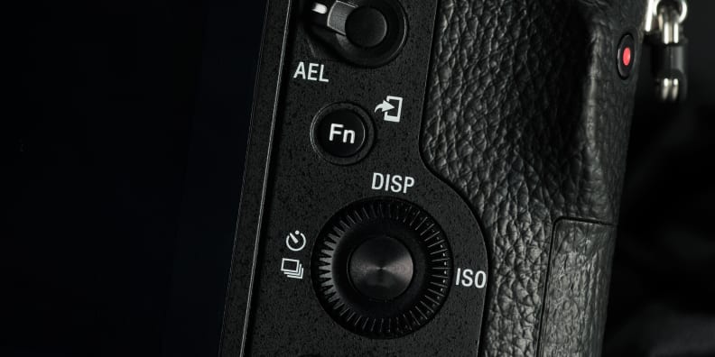 A photo of the Sony A7R II's rear control cluster.