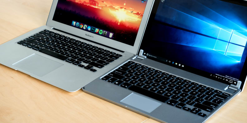 Here you can see the Brydge+Surface combo side-by-side with the MacBook Air.