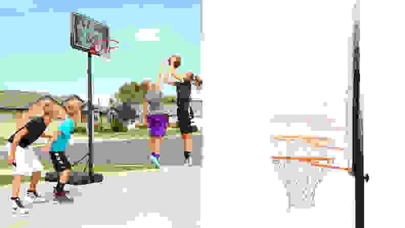 You can adjust the height of this hoop to accommodate players of all ages.