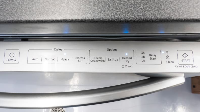 samsung dishwasher power on time left blinks and wont start