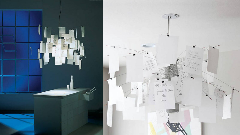 Side-by-side images of the Zettel 5 chandelier