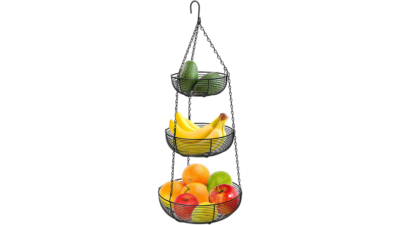 A tiered rack of fruit.