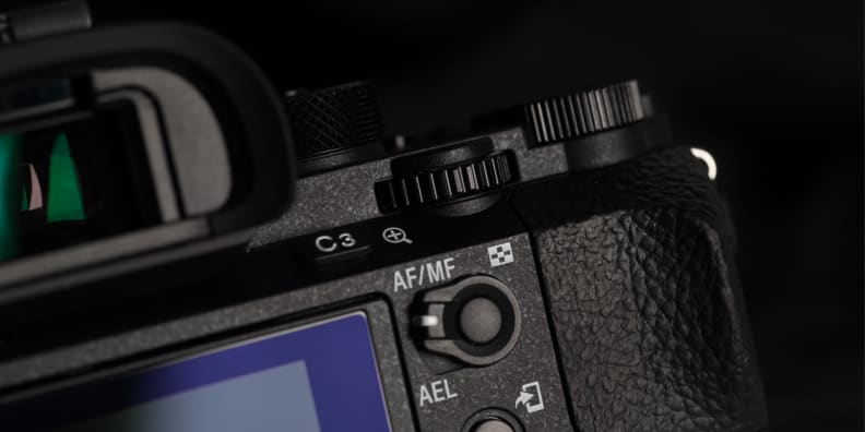 A photo of the Sony A7R II's rear controls.