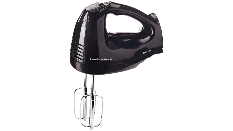 An image of a black hand mixer.