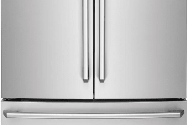 The models without a through-the-door dispenser have a conventional stainless exterior.