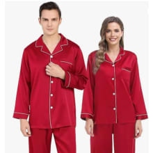 Product image of SWOMOG Couples Matching Satin Pajamas Set