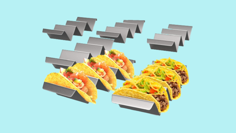 Taco racks with tacos