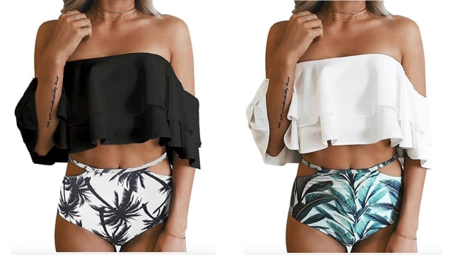 Tempt Me Two Piece With Print Cut Out Bottoms