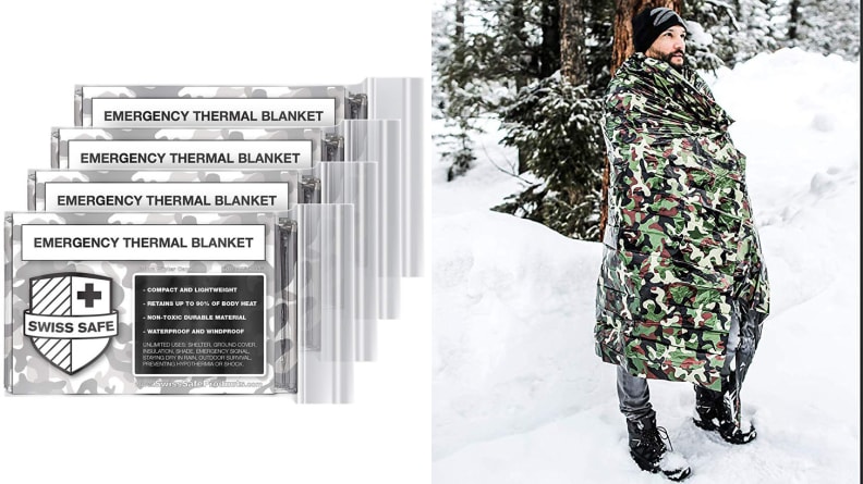 These Swiss Safe Emergency Mylar Thermal Blankets are a great car essential for emergencies.