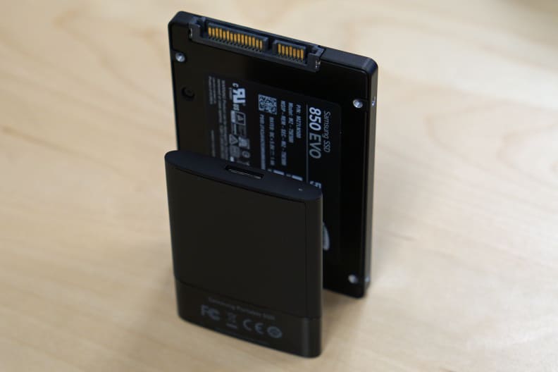 The T1 uses a much smaller port for USB than the SATA adapter needed for an internal drive.