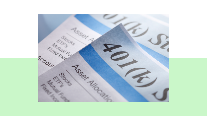 Stack of forms for 401k savings plan.