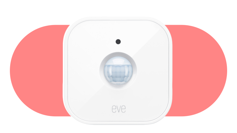The Eve Motion Sensor on a pink background.