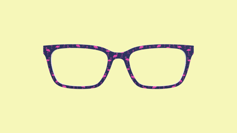 top of glasses on yellow background