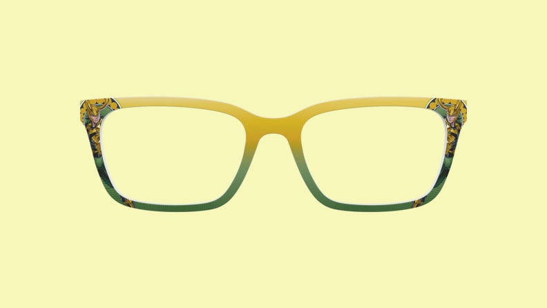 top of glasses on yellow background