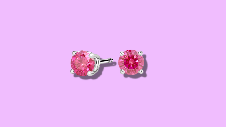 Pink diamond earrings in a white gold setting