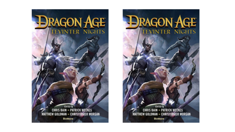 An image of the cover of the book Dragon Age: Tevinter Nights repeated twice.