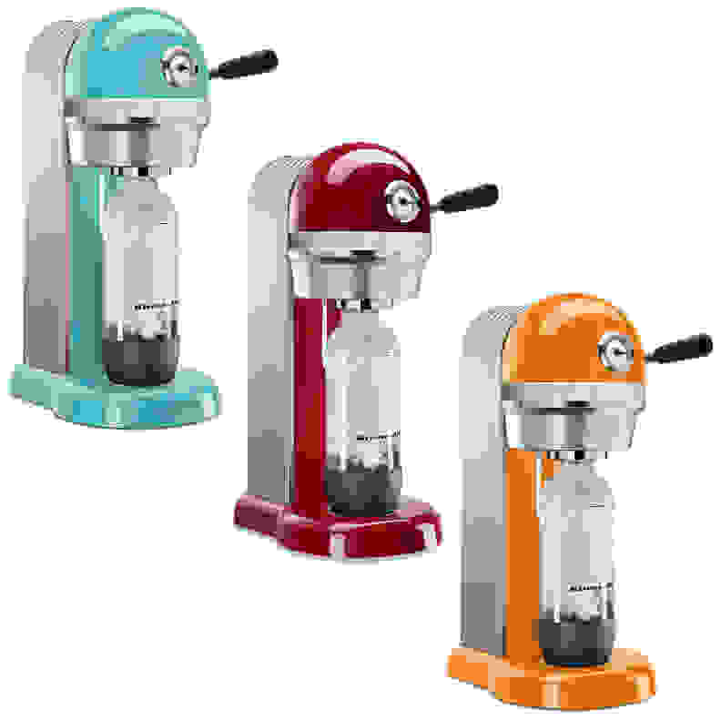 The KitchenAid SodaStream machine is available in a variety of colors.