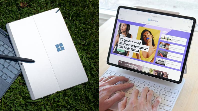 Left: Microsoft Surface Pro X. Right: Apple M1 iPad Pro