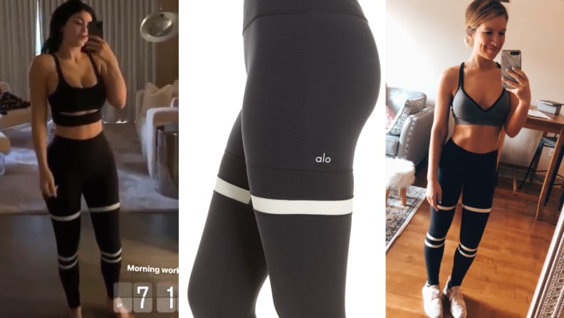Alo Yoga Athletic Mid Rise Moto Leg Anthracite Yoga Pants Grey Women's Size  S