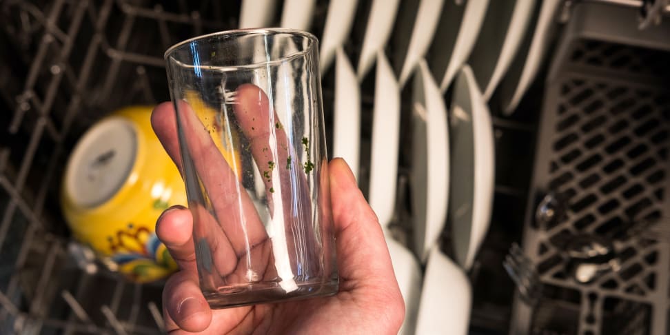 Spinach redeposit on a drinking glass