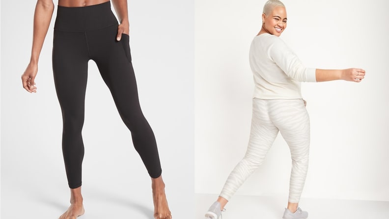 woman wearing black leggings, and a woman wearing white joggers