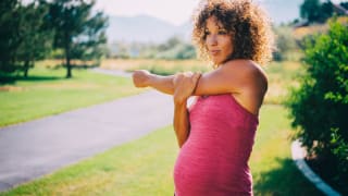 pregnant woman stretching