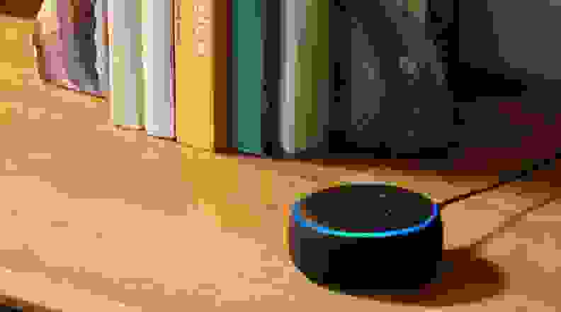 Echo Dot on side table