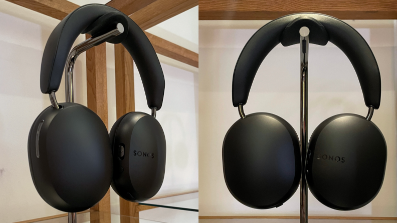A black pair of Sonos Ace headphones on display.