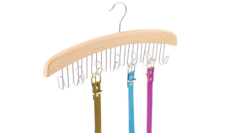 A hanger with belts on it.