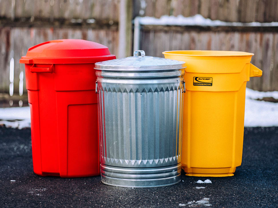 32 Gal. Grey Round Heavy-Duty Trash Can