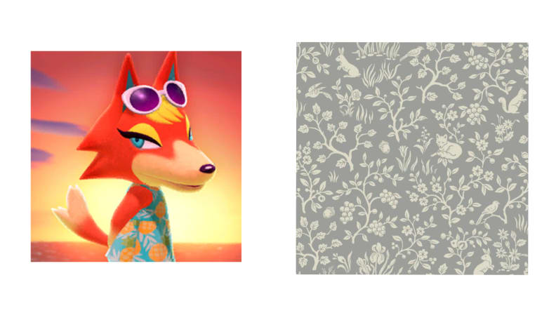 Audie next to wallpaper