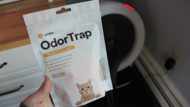 odor trap pack in front of litter robot