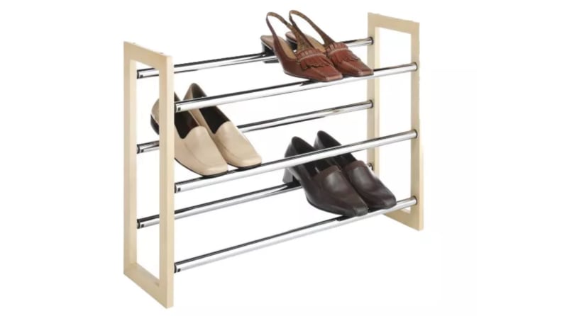 Whitmor Wood & Chrome Shoe Rack