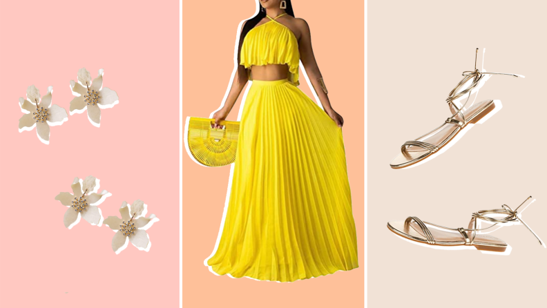Breezy Yellow Pleated Outfit