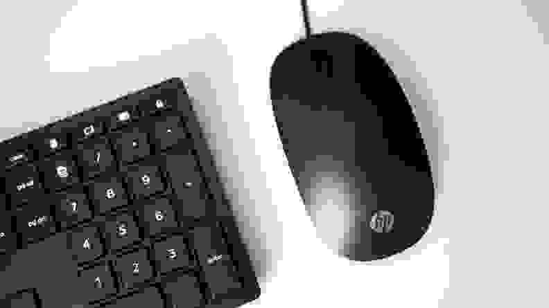A closeup of the included mouse and keyboard.